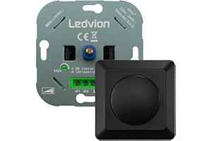 Ledvion - LED Dimmer 3-250 Watt, inkl. Schwarze Abdeckplatte, Universeller LED Dimmer, Dimmer Schalter