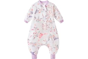 Chilsuessy Baby All-Year Sleeping Bag with Removable Sleeves and Feet, 1.5 Togs, 100% Cotton, with Legs, Magpie Spring, 100 / Baby Height 100-110 cm
