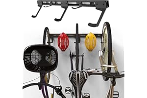 ‎MIMOKE Mimoke Fahrrad Wandhalterung Vertikal Verstellbar Fahrradaufhängung Wand für E-Bike, MTB und Rennrad | Fahrradhalterung Wand für Fahrräder und Helmhaken (für 3 Fahrräder)