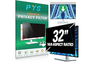 PYS Filtre de Confidentialité pour Ecran PC 32 Pouces 16:9, Protecteur d'écran Anti Espion, Anti-Lumière Bleu Film, Amovible Filtre de Confidentialité