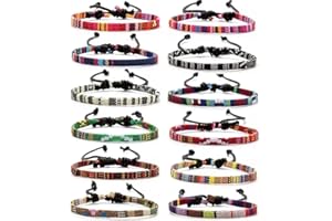 Belugsin Freundschaftsarmbänder 12 Stück Gewebte Armbänder Verstellbar Gewebte Armband Handgefertigtes Geflochtenes Armband für Damen Herren Handgelenk Fußkettchen