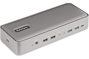 StarTech.com KVM Docking Station USB-C per due laptop, dock KVM DisplayPort a doppio monitor 4K 60 Hz, hub USB a 5 porte, GbE, alimentazione a 90W/45W per due laptop, Windows/Mac (129UE-USBC-KVM-DOCK)