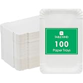 Talking Tables 100 Rectangular Disposable Paper Plates 20cm x 13cm White Sausage BBQ Snack Plates Party BBQ Picnic Compostabl