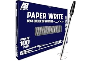 AIBULO Black Biro Ballpoint Pens – Pack of 100 – Smooth & Smudge-Free Writing, Comfortable Grip, Long-Lasting Ink, and Durable Design – Ideal for Bulk Use at School, Office, and Home