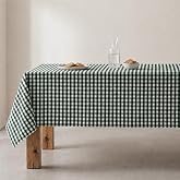 GAMUSI Stain Resistant Rectangular Fabric Tablecloth Vichy Chequered Waterproof Cotton 140 x 100 cm Green