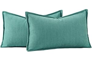 Madizz 2 Pezzi Ciniglia Copricuscini Testurizzata con Bordo Morbido Decorativo Fodere per Cuscino Lusso Stile per Divano Camera da Letto 40x60 cm Aqua