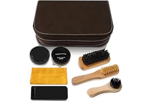 Wonwood_direct Set per la pulizia delle scarpe, spazzola per scarpe, cura delle scarpe per pelle liscia, set di spazzole per scarpe con spazzole lucide, protezione della pelle molto efficace