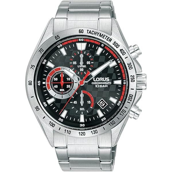 Lorus Heren analoog kwarts horloge met lederen armband RM309HX9, zwart, Riemen