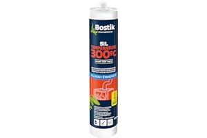 Bostik SILTEMPERATURE 300°C – Mastic Silicone Haute Températures Résistant jusqu'à 300°C – Intérieur et Extérieur – Noir – Cartouche de 300ml