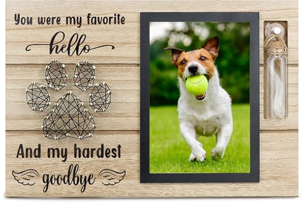 free-space Cadre Photo commémoratif pour Animaux de Compagnie avec Petite Bouteille en Verre pour Cadeau de Perte de Cendres ou de Poils de Chien et de Chat (Black)