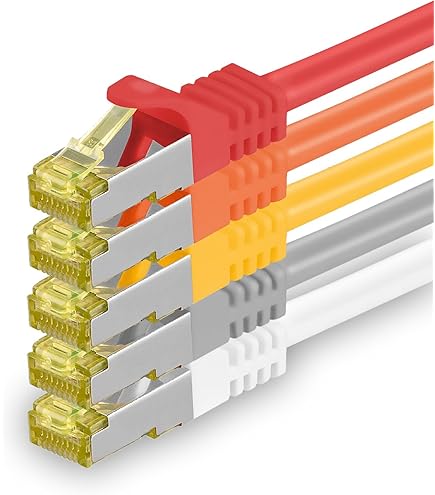 5-Pack CAT-7 Ethernet Cables - 0.5m Each, 10Gbps, SFTP Shielded, RJ45, 5 Colors