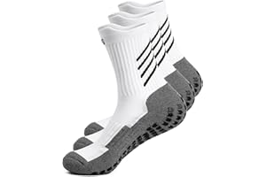 HIKERHEAVENLAR Anti-slip Grip Football Socks for Men Women, Cushioned, Cotton, Breathable Sliper Sock Non-slip Aheletic Socks for Rugby Soccer Yoga Gym 5-8 8-13