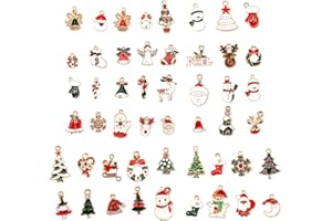 AIEX encantos de navidad, Abalorio de Esmalte Navideño a Granel Muñeco de Nieve Papá Noel Alce de Árbol Varios Patrones para Hacer Joyas Pendientes de Bricolaje Collar Manualidades