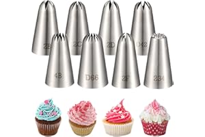 Fanshiontide 8 Pack Large Piping Tips, Seamless Stainless Steel Icing Piping Nozzle Tip Set for Cupcake Cookie Cake Decorating