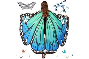 DAZZTIME Schmetterling Kostüm Damen,Schmetterling Kostüm Erwachsene ,Kostüm Schmetterling Damen,Karneval Kostüm Damen,mit Schmetterling Haarreif,Damen Spitze Maske,für Karneval,Fasching,Mottoparty.