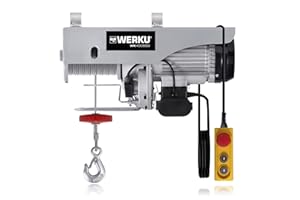 Werku WK400550, Polipasto Cable, Calidad Profesional, Carga Max 1000 kg, Potencia 1600 W, Protección IP54, Altura Max 22 m