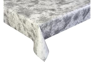 ‎EUROMAT Wachstücher Tischdecke Wachstuch Gartentischdecke wasserdichte Abwaschbar Weihnachten Silber Schnee 240x140 cm