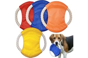 Forreen Hundefrisbee, 4 Stück Hund Frisbee Natürliches Baumwolle Hund Fliegende Scheibe Bunt Ungiftiger Bissresistan Haustier Frisbee für Hundetraining Werfen Fangen Spielen (Zufällige Farbe)