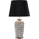 Kare Design Lampada Da Tavolo Rose, Argento/Nero, 57Cm, Rose Tridimensionali, Fiori, Decorazione Floreale Per Console, Decora