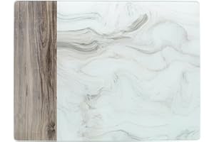 Creative Tops - Protezione per piano di lavoro in vetro, con design in marmo bianco e legno, 40 x 30 cm, colore: bianco/grigio