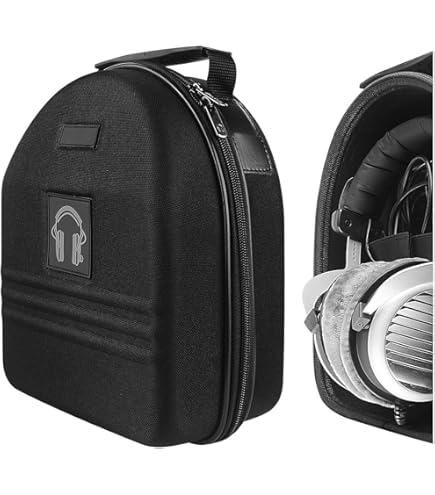 Geekria Shield Case For Large Sized Over-Ear Headphones, Replacement Protective Hard Shell Travel Carrying Bag With Cable Storage, Compatible With Sony MDR-Z1R, Denon AH-D9200 (Dark Grey - View #3