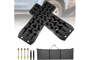 EXLECO 2X Alfombrillas de Tracción de Recuperación Ayuda de Arranque Tablas de Tracción Accesorios Todoterreno Placa Antideslizante Tablas Recuperación Todoterreno para Hielo Barro Arena Nieve Negro