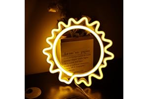 ENUOLI Sun Neon Light Neon Light Sign Applique murale au néon Lampe au néon alimentée par USB/batterie Sun Led Neon Lights Night Light Up for Party Birthday Room Decor Enseignes au néon pour un ami (Jaune)
