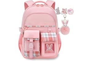HANXIUCAO School Bags for Girls - Large Capacity Kawaii School Backpack with Laptop Compartment for Primary and Secondary Students