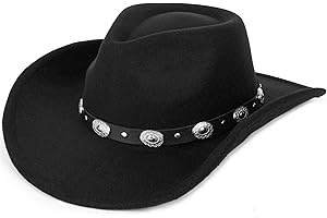 Eohak Chapeau de cowboy occidental façonnable pour homme et femme en feutre Fedoras Cap Outback Cowgirl Jazz Chapeaux avec boucle de ceinture M/L