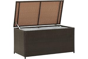 vidaXL Gartenbox Auflagenbox Kissenbox Kiste Gartentruhe Truhe Box Aufbewahrungsbox Auflagenkiste Garten Poly Rattan 100x50x50cm Braun