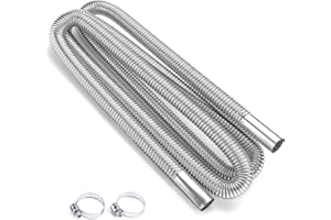 QISF Stainless Steel Exhaust Pipe | 300cm Car Parking Heater | D: 2.5cm Heater Hoses with 2 Clips | Flexible Tail Pipe Diesel Gas Vent Gas Exhaust Hose for Auto | Also Fit for Kitchen Drain