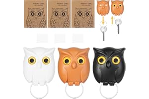 CYZBL 3Pcs Magnetic Key Holder, No-Punch Wall Key Hook Storage, Keyhook Storage Ornament Owl Key Holder, Wall Mounted Owl Keychain Holder 3 Color, Key Storage at The Entrance of The Foyer