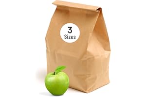 PWGOODS Brown Paper Bags 4.5kg | Medium 38 x 20 x 11.5cm | 25 Pack | 70gsm Kraft Paper | Takeaway Food Lunch Grocery Gift | Brown Paper Lunch Bags