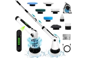 JEDWKFA 8 in 1 Spazzola Rotante Pulizia Casa, IPX6 Impermeabile Spazzola per Pulizia Elettrica Senza Fili, Spazzola Rotante Pulizia Elettrica con 8 Testine Sostituibili, per Bagno Cucina