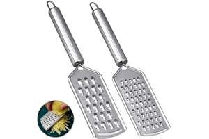 Generic 2PCS Kitchen Grater, Stainless Steel Grater Set - Dual Thickness Blades, Kitchen Cheese, Lemon, Garlic Grater, Easy Grip Handle, Hangable Design, GR-XYK-XYK10079D02
