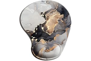 Visaccy Amazon - Tappetino per mouse con poggiapolsi, antiscivolo, per computer e laptop, ergonomico, in memory foam, 21 x 24 x 2,3 cm, colore: marmo nero