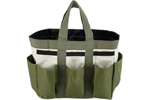 miuline Garden Tool Bag 8 Pockets 600D Oxford Gardening Hand Tool Storage Bag With Handles And Elastic Straps for Women Men Gardeners Green