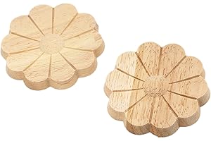 MUXSAM 2pcs 7# Wood Carved Square Corner Flower Onlay Applique Unpainted Door European Style
