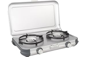 Campingaz Camping Kitchen 2 CV, réchaud portable à deux brûleurs, réchaud d’extérieur à gaz, cartouche CV470 Plus vendue séparément, Blanc