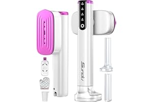 Sundu Clothes Steamer, Steamer for Clothes, Portable 2 In 1 Travel Steamer Iron with 2 Water Tank(100ml and 180ml),15s Fast Heat-up, 4 Modes, LED Display, Powerful Steam Iron with 2.4m Cord Length