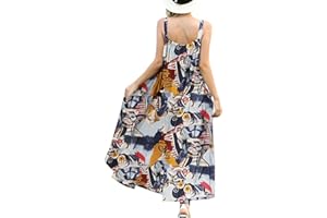 YESNO Women Dress Summer Casual Maxi Plus Size Dress Ladies Boho Floral Square Neck Long Dresses Wide Pockets S-3XL E96 UK