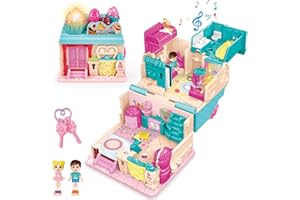 deAO 3D Casa de Muñecas, Dollhouse Panadería City Life Miniatura DIY Modelo Kit muñeca Niña 2 3 4 Años Adultos, Casita de Muñecas Amantes, Regalo de Cumpleaños