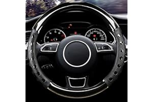 ISTN Unisexe de Haute qualité Durable en Similicuir Matériau et résistance au Glissement Couvre Volant Noir de Voiture Auto Accessoires Décor