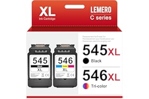 Lemero 545XL 546XL Patronen Kompatibel für Canon Druckerpatronen 545 546 XL Multipack PG-545 CL-546 für Canon Pixma MX495 TS3350 TS3150 TS3151 MG2555s MG2550s MG3050 MG3051 (Schwarz/Farbe,2-Pack)