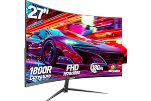 Gawfolk Écran PC Gamer Incurvé 27 Pouces 180Hz, 1080p Moniteur PC Gaming 144/165Hz 1800R, Écran D'Ordinateur Jeu avec FreeSync & Eye-Care Technology, DP, HDMI, Noir