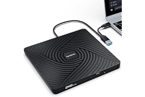 PeroBuno Lecteur CD DVD Externe pour PC, USB 3.0 et Type-C Graveur DVD Externe,Lecteur DVD ROM Externe Portable Ultra-Mince de 0,5 Pouce pour Laptop, Macbook PC Windows 11/10/8/7 Linux Mac OS