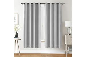 Utopia Bedding Opacas Cortinas Salon Modernas 2 Piezas 140x175 cm, Blanco Grisáceo - Cortinas Térmicas Aislantes Frío Calor y para Dormitorio, Salón y Cocina con Ojales