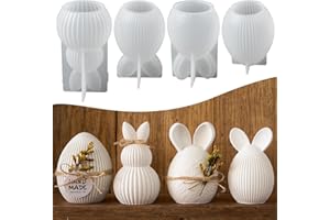 WIKIMO 4 Stück Silikonformen Gießformen Ostern Silikonform Osterhase Kerzen Kaninchen Osterei Gießformen Silikon für Frühling für Gips und Sojawachs Gießen