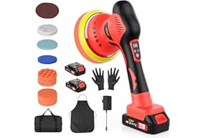 Innsky Cordless Car Polisher, 2 * 21V 4.0Ah Rechargeable Batteries Car Buffer Polisher Machine with 8 Variable Speed 2800-6200RPM, 6 IN Dual Action Car Polisher for Detailing Polishing