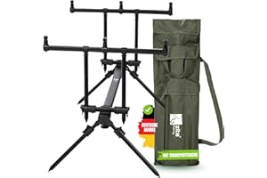 ‎ZITE Zite Fishing Rod-Pod Rutenhalter 3 Ruten - Aluminium Rutenständer & Angel-Ständer mit Tasche zum Karpfen-Angeln, Angelrutenhalter, Angelständer, Rutenständer angeln, Rod Pod 3 Ruten, Angelrutenständer